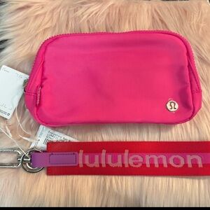 Lululemon Pink Everyday Belt Bag and Keychain